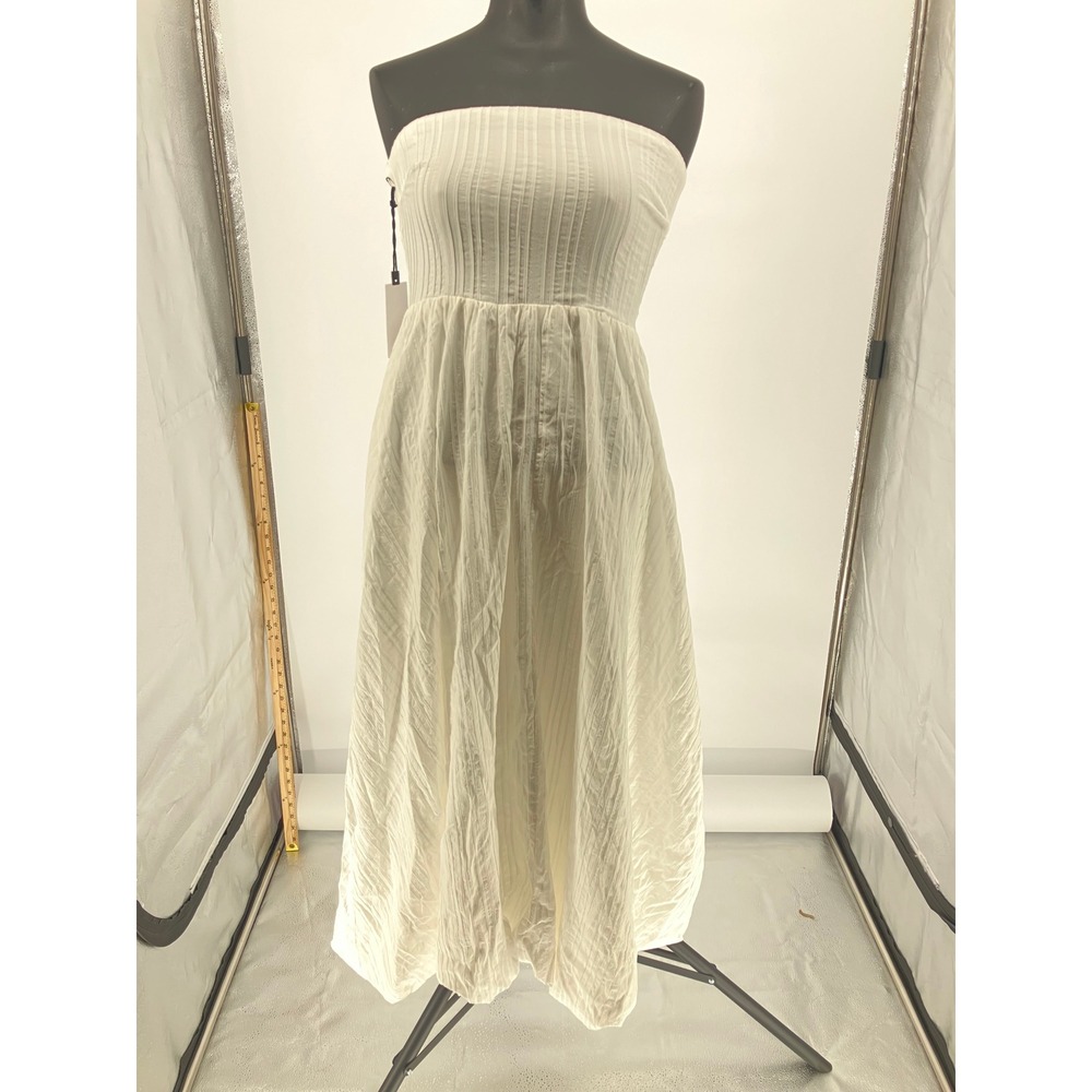 ASTR the Label White Strapless Smocked Pleated Midi Dress Size XS AC21182A